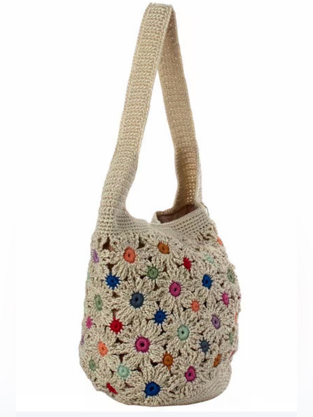 EEUC❤️THE SAK❤️120 Hobo Crochet - Natural Multi Flower Bag - Picture 1 of 11